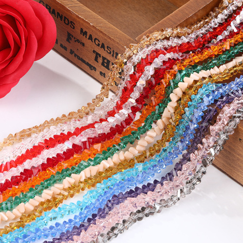 factory direct sales exquisite fashion crystal glass zongzi triangle beads bright multi-color crystal chain clothing accessories batch