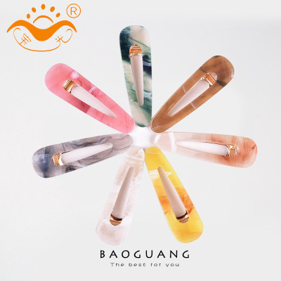 Baoguang Jewelry Cross-Border Acetate Hairpin Acrylic Natural Color Duckbill Clip Sale Girl Hair Clip Bang Side Clip
