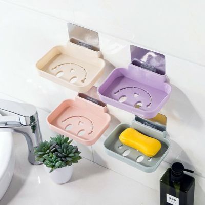 Currently Available Wholesale Smiley Face Sucker Soap Box Soap Box Toilet Wall-Mounted Drain Storage Factory Direct Sales