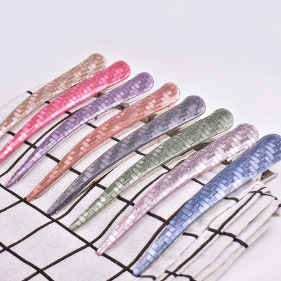2022 New Hairpin Lengthened Ox Horn Hairclip Stylish Hair Accessories Acrylic Hairpin Jewelry Glittering Powder Block