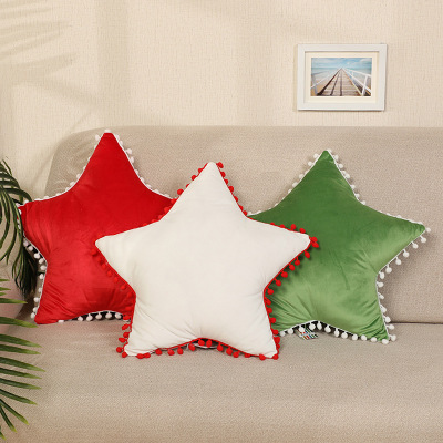 Plush Five-Pointed Star Pillow Couch Pillow Girl Heart Cute Fur Ball Pillow Ins Swing Racket Pillow Support Customization