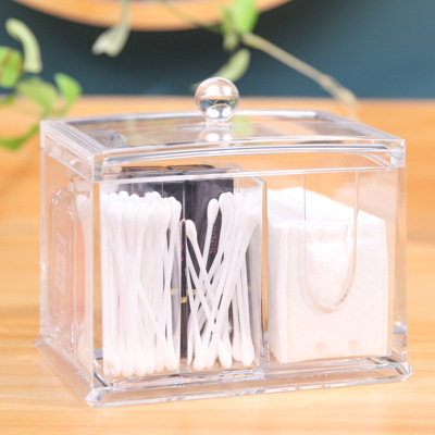 Transparent Acrylic Dressing Box with Lid Cotton Box Cotton Drum Box Cotton Swab Storage Hotel Supplies Small Gifts