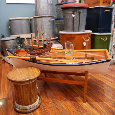 Ship Type Handmade Wooden Ornament Glass Surface Sailboat Model Home Table Decoration Crafts Factory Wholesale