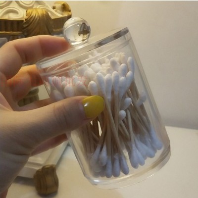 Transparent Acrylic Desktop Small round Cotton Swab Can Clear with Cover Cotton Swab Cotton Stick Storage Box Seasoning Toothpick Box