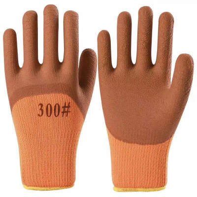 Terry Foam Gloves Terry Coated PVC Rubber Terry Wrinkle Gloves