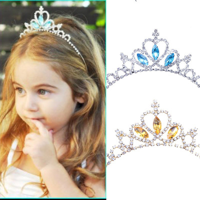 European and American New Princess Crown Hair Accessories Headdress Children's Festival Activity Rhinestone Crown Hair Clasp Little Girl Headband