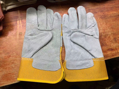Labor Protection Gloves Cowhide Gloves Yellow Cloth Natural Leather Full Palm