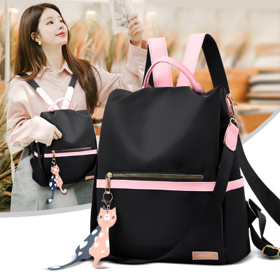 Women's Bag with Pendant for Free 2020 Waterproof Oxford Backpack Ladies New Leisure Backpack for Students Outdoor Travel Bag