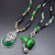 Dark Green Water Drop Necklace Bohemian Imitation Green Jade Retro Artistic Sweater Chain Pendant Clothes European and American Style Accessories