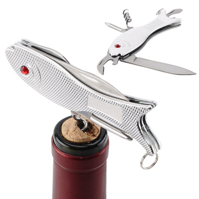 Factory Direct Sales Creative Fish-Shaped Multi-Functional Knife Gift Knife Stainless Steel Wine Corkscrew Wholesale