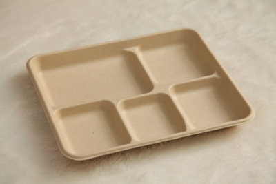 Environmentally Friendly Lunch Box, Disposable Tableware Degradable, 5-Grid Dinner Plate