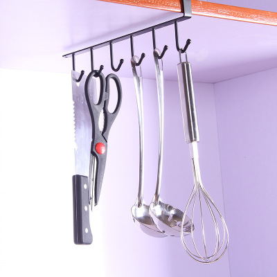 Cabinet Seamless Hook Kitchen Six-Piece Nail-Free Storage Rack Creative Metal Iron Art Kitchen Utensils Basket