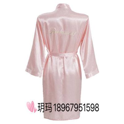 Wedding Morning Gowns Women's Bride and Bridesmaid Silk Bestie with Hand Gift Embroidered Thin Ice Silk Pajamas Wedding Nightgown for Women Summer