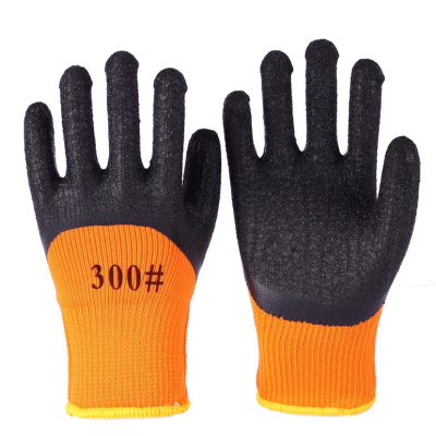 Labor Protection Gloves Terry Wrinkle Gloves Warm Non-Slip Factory Direct Sales