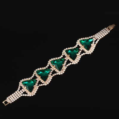 New Fashion Boutique Elegant Ruby Black Gem Sapphire Diamond Brace Lace Bracelet