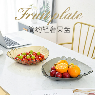 Factory Direct Creative Simple Transparent Plastic Tray Drop-Resistant Fruit Plate Living Room Fruit Storage Tray Candy Snack Dish