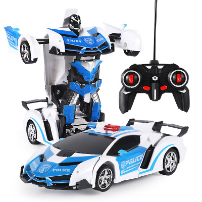 Cross-Border Rechargeable Toys Remote Control Deformation Car 1:18 One-Click Remote Control Deformation Car Robot Model Car Remote Control Toys
