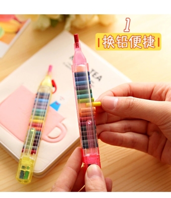 Factory Wholesale Creative Personalized Crayon 20 Crayon Safe Non-Toxic Environmental Protection Student Creativity Crayon HT