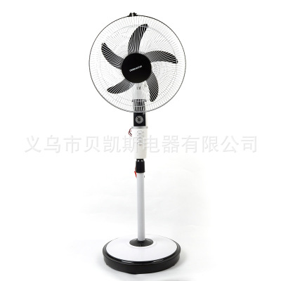 New  Dc113 Solar DC 12V Rechargeable Floor Fan with Battery Five-Leaf Fan with Light Standing Electric Fan Household Fan