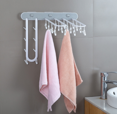 Multifunctional Wall-Mounted Folding Hanger Convenient Pressing Plastic Socks' Clip Large 24 Clip