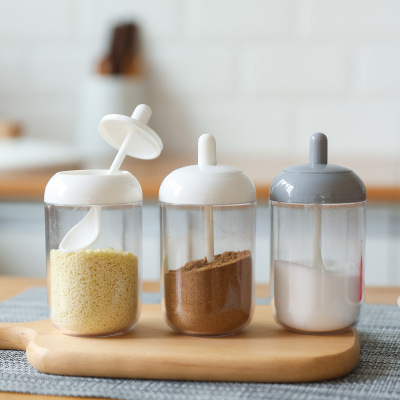 Cute Plastic Seasoning Jar Japanese Style Condiment Dispenser Kitchen Supplies Seasoning Bottle with Spoon Seasoning Bottle