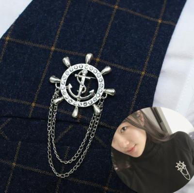 Navy Style High-End Chain Tassel Rudder Male and Female Brooches Japanese and Korean Fashionmongers Anchor Suit Badge Badge