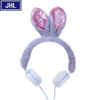 Fashion Color Headphones Children's Cute Rabbit Ear Unicorn Headset Wired Earphone Gift Customization Cross-Border Hot.