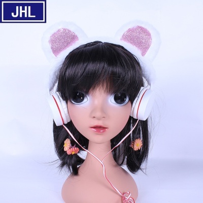 Creative New Cute Bear Ear Head Luminous Headset Hot Student Birthday Holiday Gift Wired Headset.