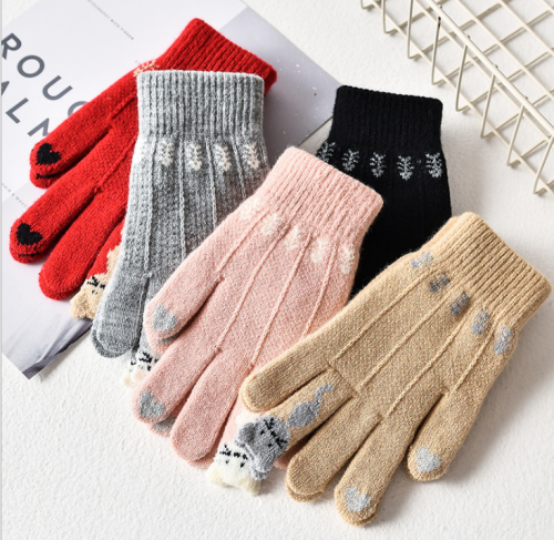 creative style autumn and winter gloves female students imitation cashmere bag refers to outdoor cycling cold protection warm driving warm gloves
