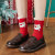Women's Cartoon Santa Claus Mid-Calf Length Socks Red Red New Year Socks Christmas Socks Four Pairs Gift Box