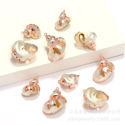Yibei Electroplating Rose Gold Cutting White Snail Amazon Hot Selling Accessories Pendant Necklace Bracelet Jewelry Accessories