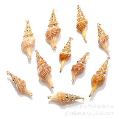 Yibei Electroplated Conch Golden Edge Ornament Accessories Gold-Plated Conch Pendant Necklace Accessories