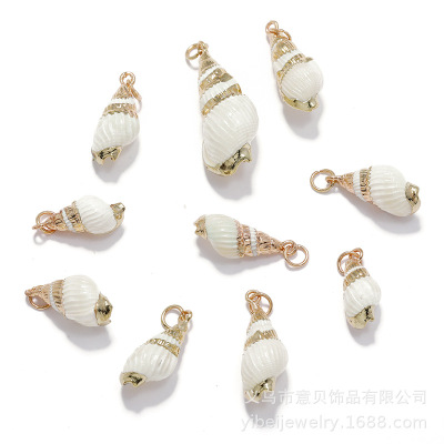Yibei Electroplated Golden Edge Conch DIY Pendant White Miluo Bag Golden Edge Pendant Bracelet Necklace Pendant