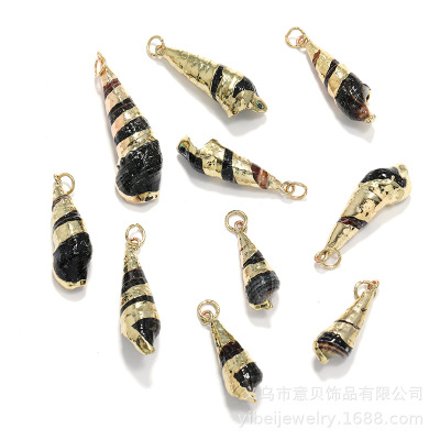 Yibei Electroplating Edge Spiral Conch Gold-Plated Edge Spiral Shape Pendant Necklace Accessories