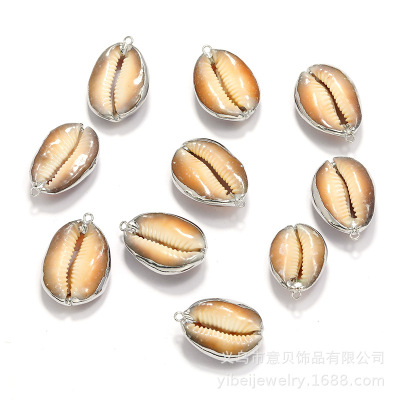 Yibei Electroplating Silver Edge Panther Slice Shell Silver Edge Slice Small Shell Single Ring Pendant Ornaments Accessories