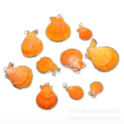 Yibei Electroplated Silver Edge Shell Silver Edge Lemon Color Shell Amazon Pendant Necklace Bracelet Accessories