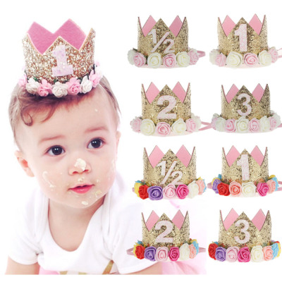 European and American New Children's Hair Band Crown Hair Ornament Baby Birthday Party Performance Photo Baby Headwear Wholesale