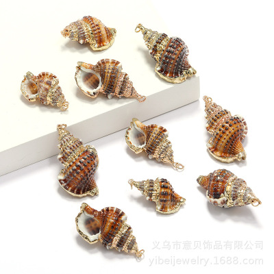 Yibei Gold-Plated Edge Sesame Snail Ornament Accessories Electroplating Conch Pendant Necklace Bracelet Jewelry Ornament Accessories