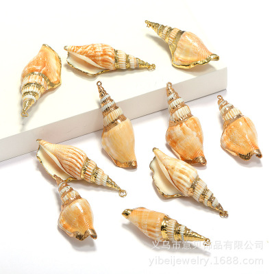 Yibei Electroplating Phnom Penh Conch Gold-Plated Edge Axe Conch Pendant Necklace Bracelet Jewelry Accessories Direct Sales