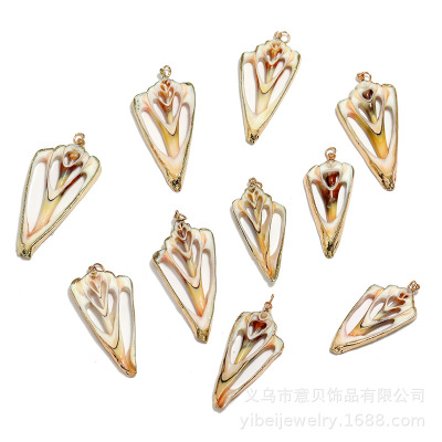 Yibei Electroplating Golden Edge Shell Cutting Gold-Plated Edge Triangle Shell Stylish Pendant Necklace Bracelet Accessories