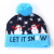 2020 Christmas New Flanging Ball Knitted Hat with LED Colorful Lights Adult and Children Halloween Decorative Hat