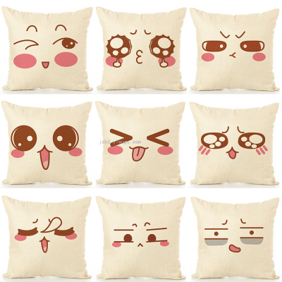Cartoon Cute Emoji Bag Digital Printing Linen Pillow Case Sofa Living Room Cushions Backrest Support Customization