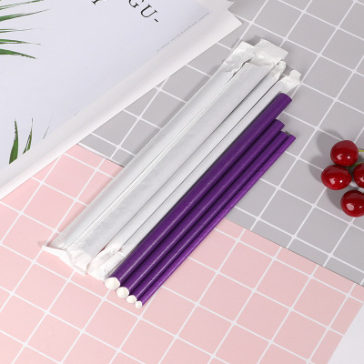 New Degradable Paper Sucker Solid Color Disposable Straws Independent Packaging Purple Cowhide Paper Sucker Customizable