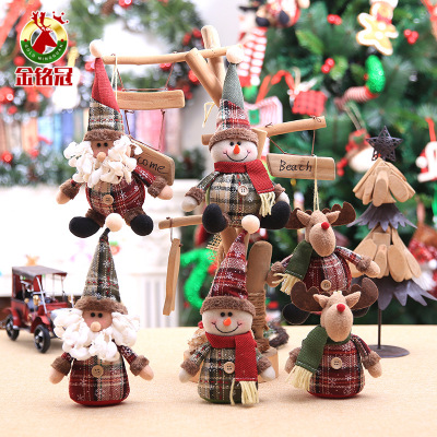 Christmas Tree Decorations Cartoon Doll Snowflake Plaid Doll Christmas Tree Ornaments Children's Holiday Gifts