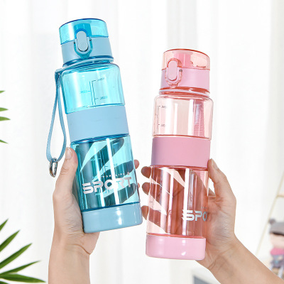 New PC Plastic Water Bottle with Silicone Spring Cover Sports Water Cup 600ml Outdoor Travel Cup Customized Water Bottle