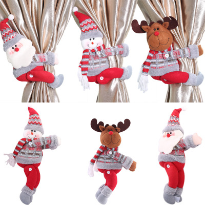Creative New Christmas Decorations Curtain Buckle Holiday Show Window Scene Layout Cartoon Doll Buckle