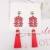 Silver Needle Red Bridal XI-Shaped Earrings Female Asymmetric Chinese Knot Ear Clips Fan Lantern Festive Tassel Earrings