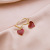 Sterling Silver Needle Niche Sweet Loving Heart Earrings Simple Wine Red Peach Heart Graceful Earrings