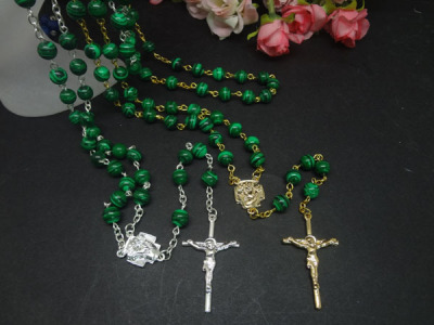 Catholic Worship Supplies Religious Jewelry Cross Rosary Natural Peacock Necklace