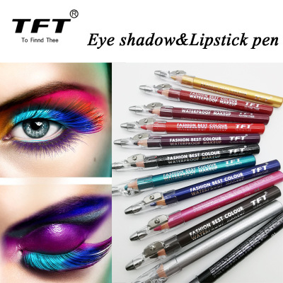 TFT + Foreign Trade New Product Eyeliner Pen with Pencil Sharpener + Lipstick Pen + Lip Liner Factory Direct Sales OEM